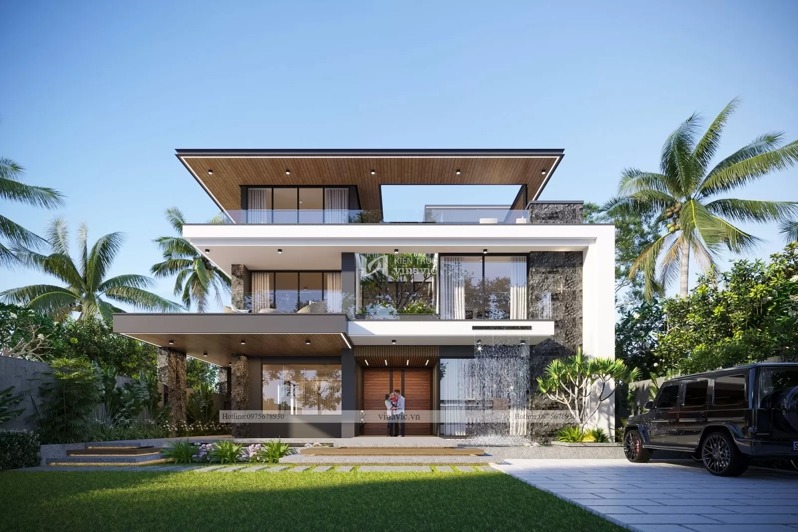 Mặt bằng công năng biệt thự hiện đại mái bằng rộng rãi, thoáng đãng