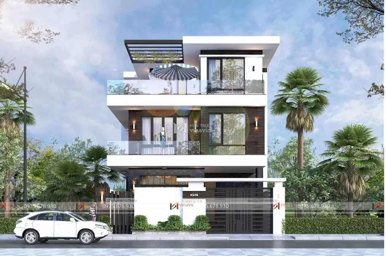 Mẫu nhà phố mái bằng thiết kế vững chắc