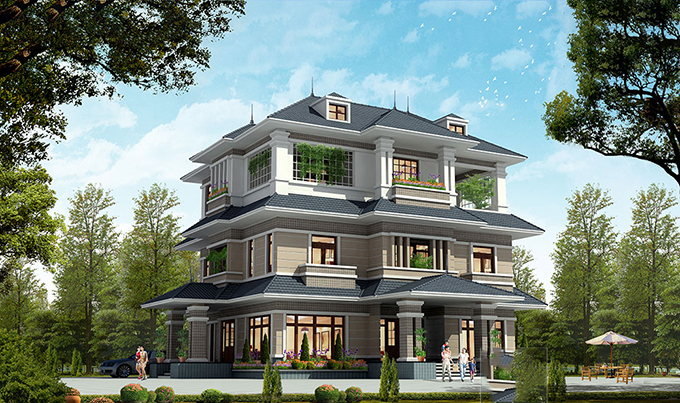 Biệt thự 3 tầng mái thái dáng chữ L tại Hải Dương