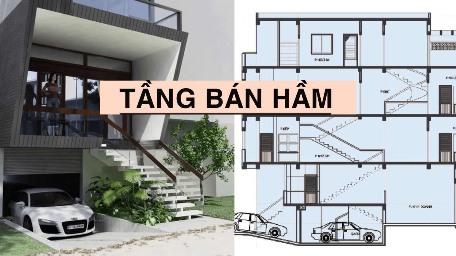 Thiết kế nhà 5x20 4 tầng có tầng hầm và thang máy Quận 2