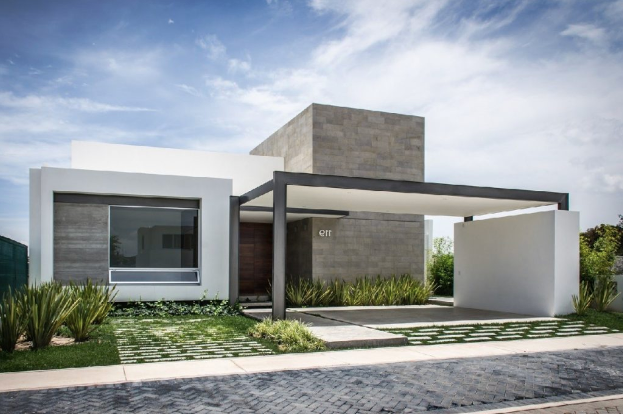 Nhà đẹp 1 tầng mái bằng có 4 phòng ngủ ốp đá tự nhiên ghi xám