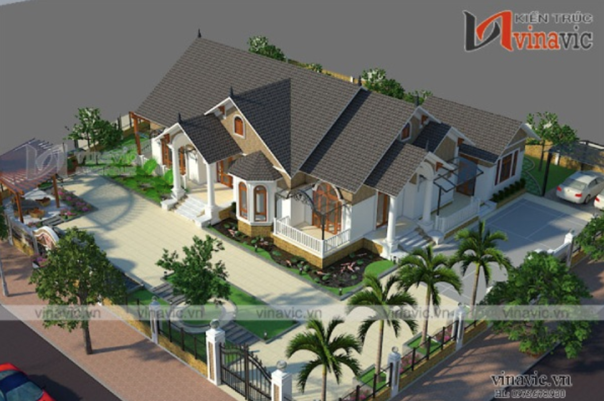 Biệt thự đẹp 1 tầng cộng hưởng nét đẹp cổ điển lai hiện đại