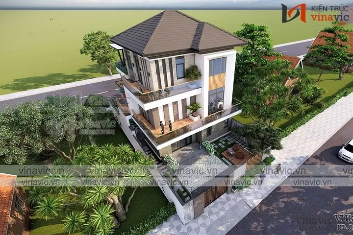 Biệt thự nhà vườn hiện đại 3 tầng ở Sơn La BT2101