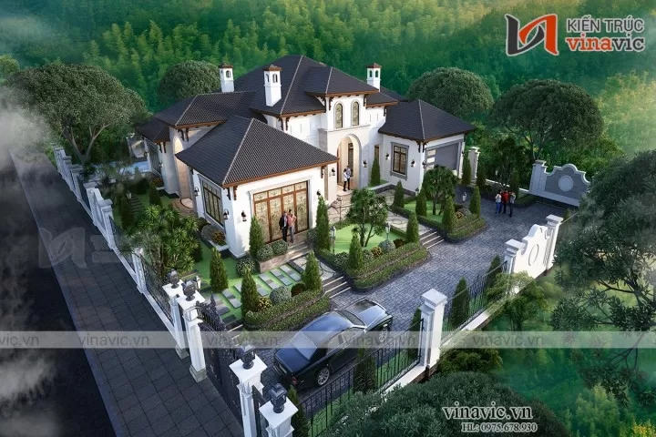 Biệt thự 1 tầng 500m2 phong cách địa trung hải ở Thanh Hóa BT2012