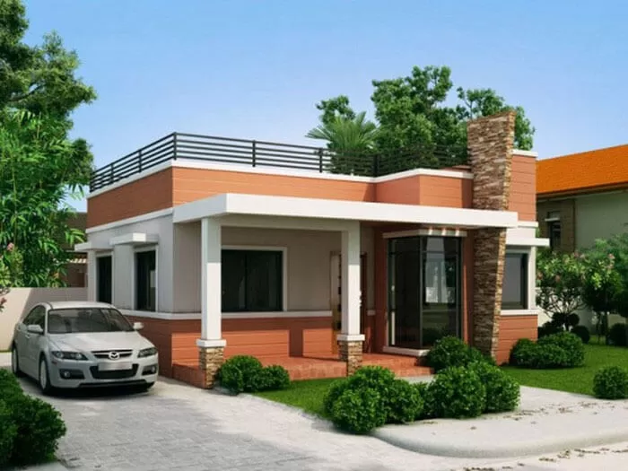 Mẫu nhà mái bằng 4 phòng ngủ đẹp 1 tầng ở nông thôn