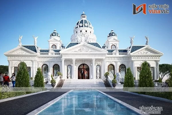 Dinh thự lâu đài 1 tầng phong cách Địa Trung Hải