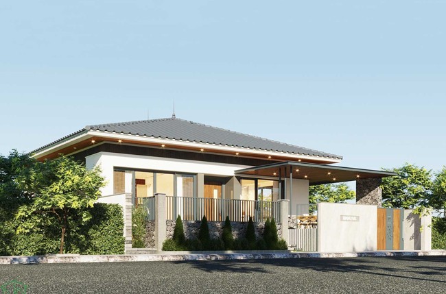 Mẫu nhà hiện đại đẹp 1 tầng phong cách châu Âu cách tân