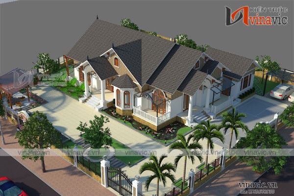 Biệt thự đẹp 1 tầng cộng hưởng nét đẹp cổ điển lai cá tính