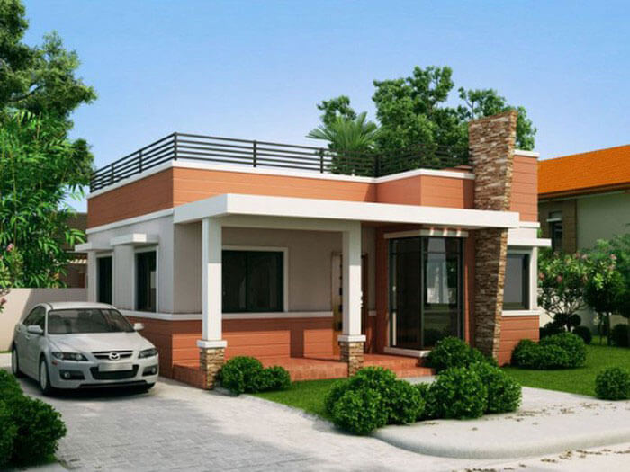 Mẫu nhà mái bằng 4 phòng ngủ đẹp 1 tầng ở nông thôn