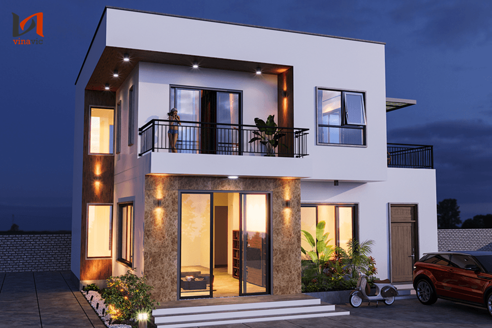 Mẫu biệt thự mini nhà phố 2 tầng thiết kế đơn giản tiện nghi