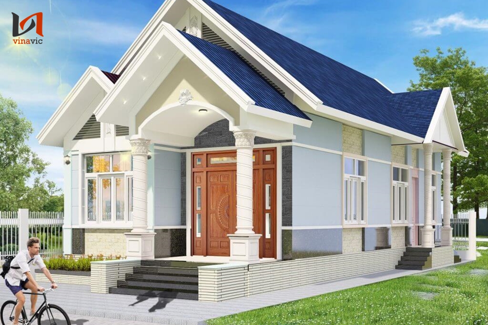 Nhà vuông mặt tiền 8m đẹp đơn giản tinh tế