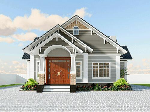 Mẫu nhà tân cổ điển 1 tầng rộng đẹp ở nông thôn