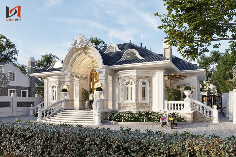 Thiết kế biệt thự vườn tân cổ điển mái thái