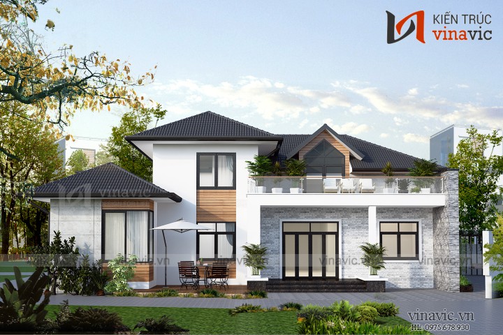 Mẫu thiết kế biệt thự đẹp hiện đại gần gũi thiên nhiên 