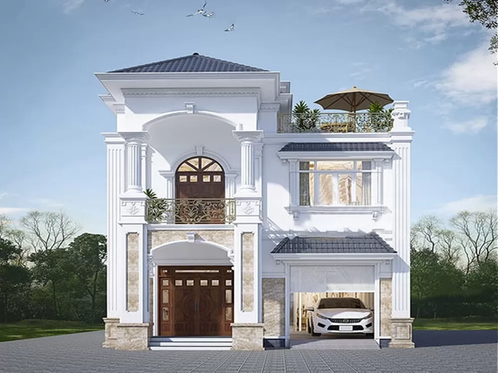 Biệt thự 2 tầng có sân thượng đẹp độc đáo