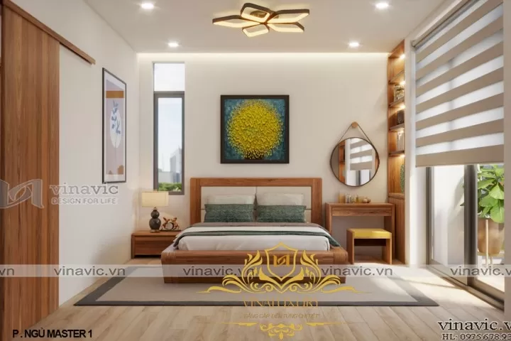 Phòng ngủ master biệt thự 2 tầng ở Hà Nội NT2017