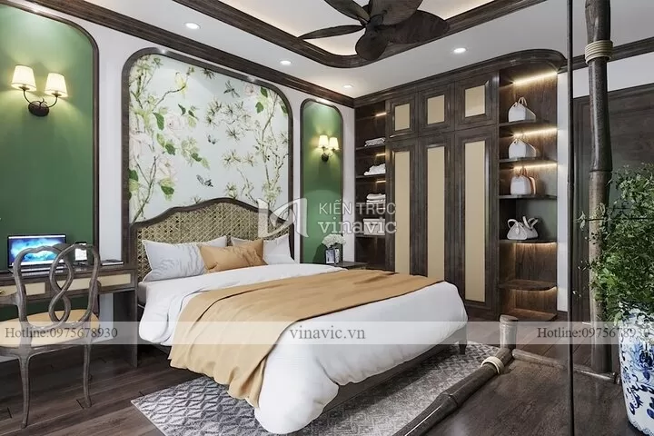 Phòng ngủ phong cách Indochine mới lạ NT2107