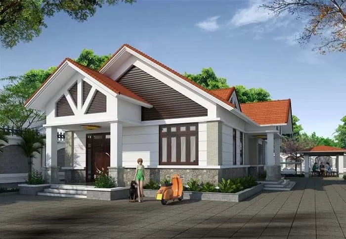 Nhà cấp 4 mặt tiền 12m đẹp ở nông thôn