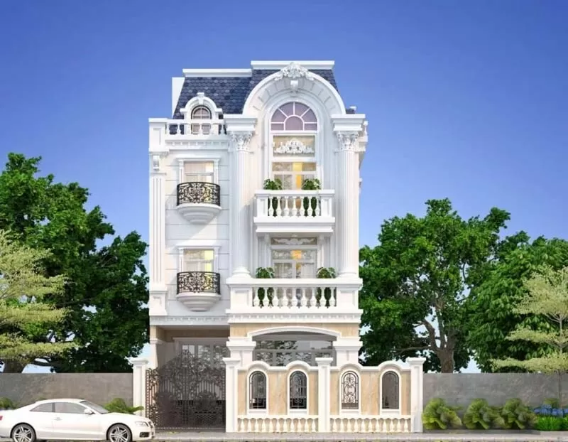 Biệt thự 3 tầng kiểu châu u cổ thiết kế mái Mansard sang trọng