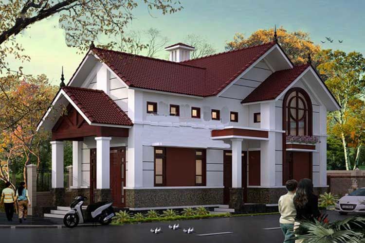 Dáng mái thái nâu đỏ hình chữ A gợi tưởng dáng nhà ngói Việt cổ