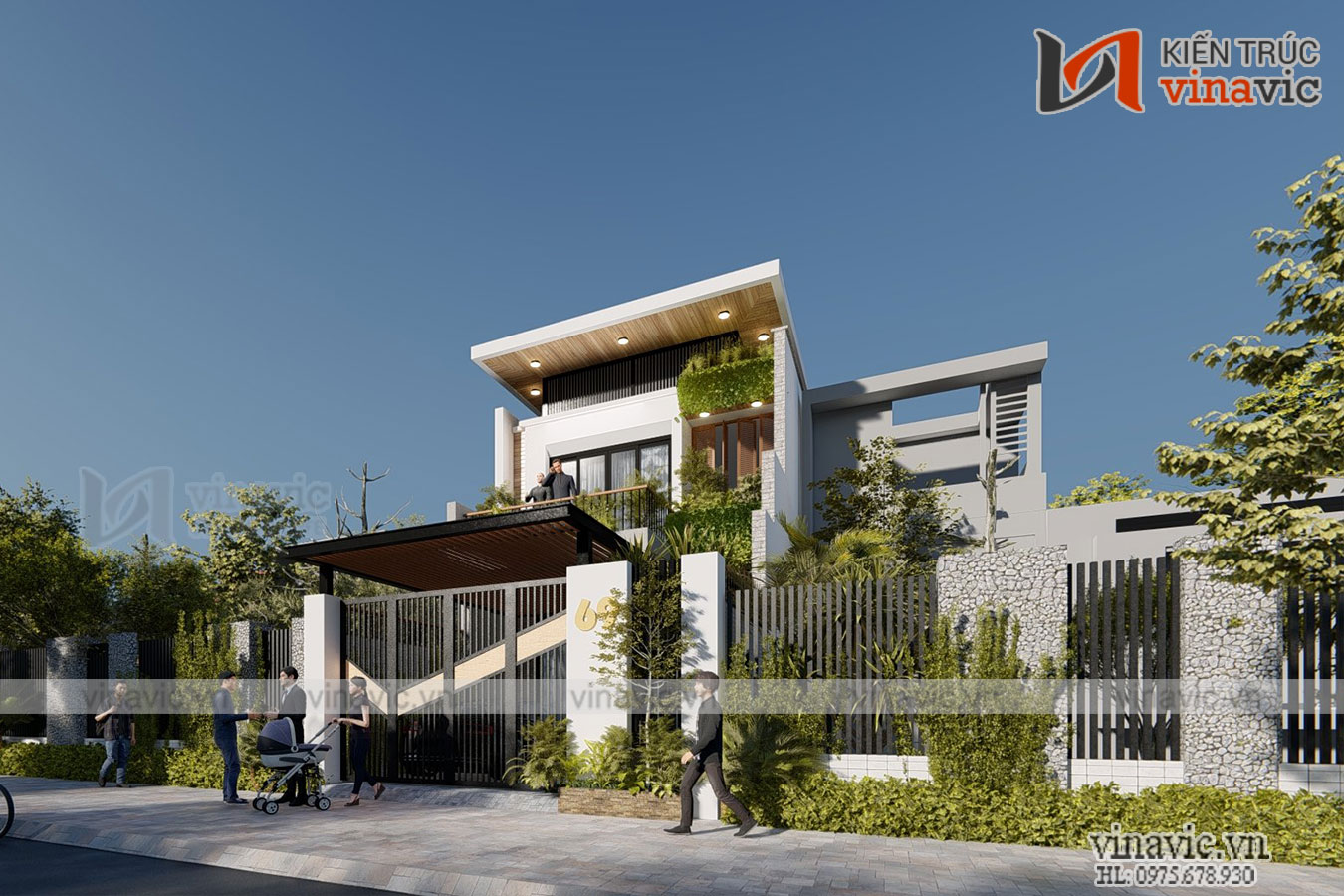 Mẫu nhà 2 tầng 4 phòng ngủ đẹp ngang 6m