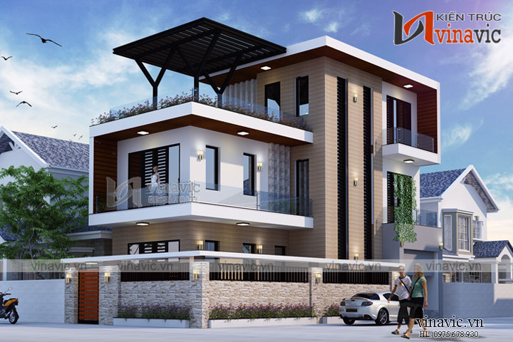 Nhà ống 3 tầng 2 mặt tiền kích thước 14.5x7m