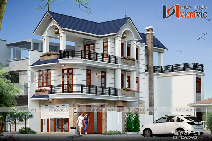 Thiết kế nhà ống 2 mặt tiền tân cổ điển sang trọng