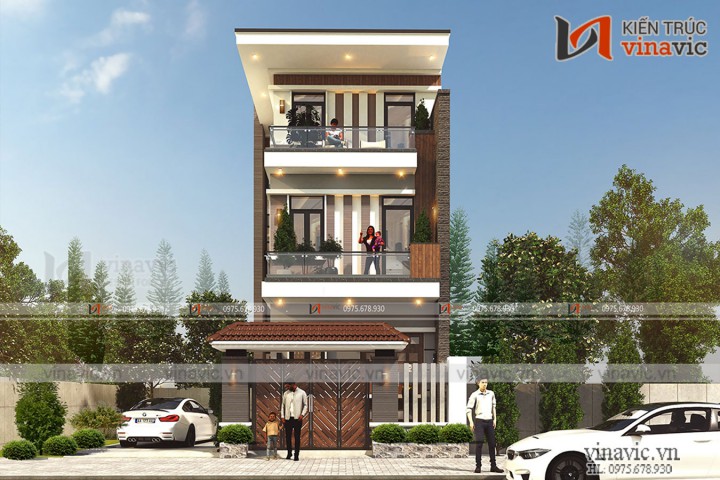 Thiết kế nhà ống 3 tầng mặt tiền 6m ở Ninh Bình