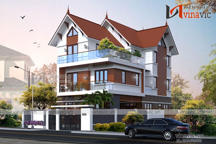 Biệt thự 3 tầng mái thái mặt tiền 8m