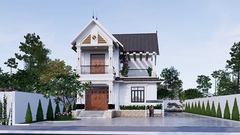 Mẫu biệt thự vườn mái thái có sân trước lớn phục vụ vui chơi, giải trí