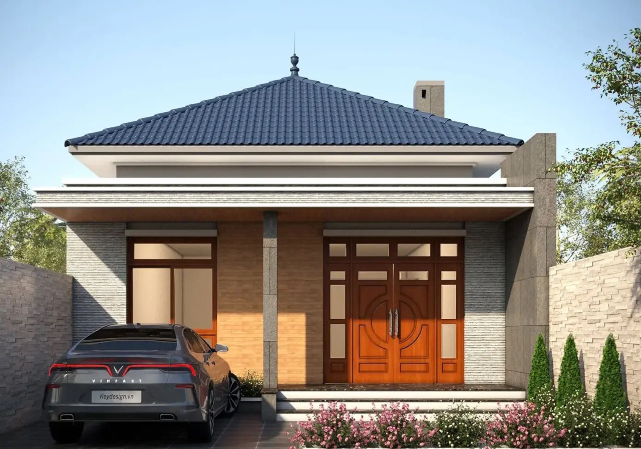 Mẫu nhà cấp 4 đẹp hiện đại mái thái