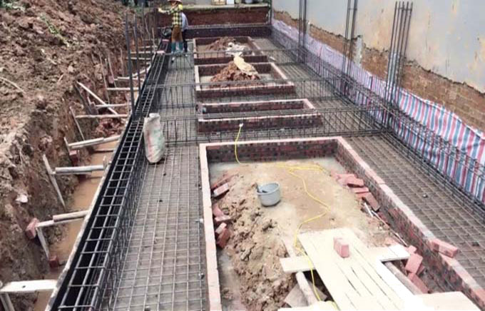 Móng băng bê tông cốt thép được xây nông sâu dưới 2.5m