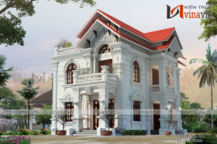 Mẫu thiết kế nhà 2 tầng 1 tum mái thái ở Quảng Ninh