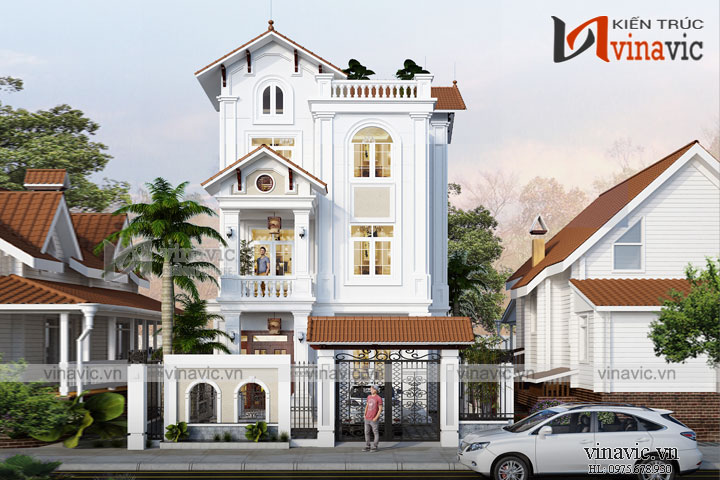 Biệt thự 3 tầng kiểu Pháp với cổng đúc sang trọng