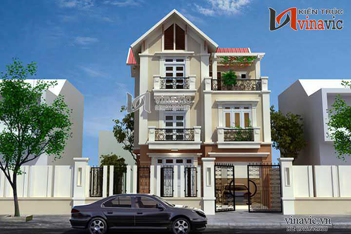Biệt thự phố 3 tầng mái thái