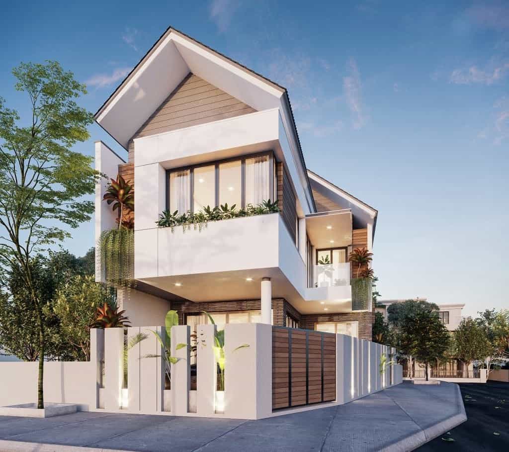 Mẫu nhà ống 2 mặt tiền phong cách kiến trúc Hàn Quốc