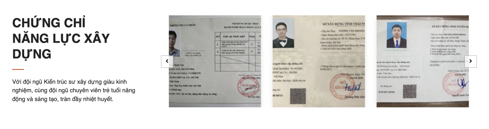 Trong bộ tài liệu của hồ sơ năng lực phải kèm chứng chỉ chuyên môn