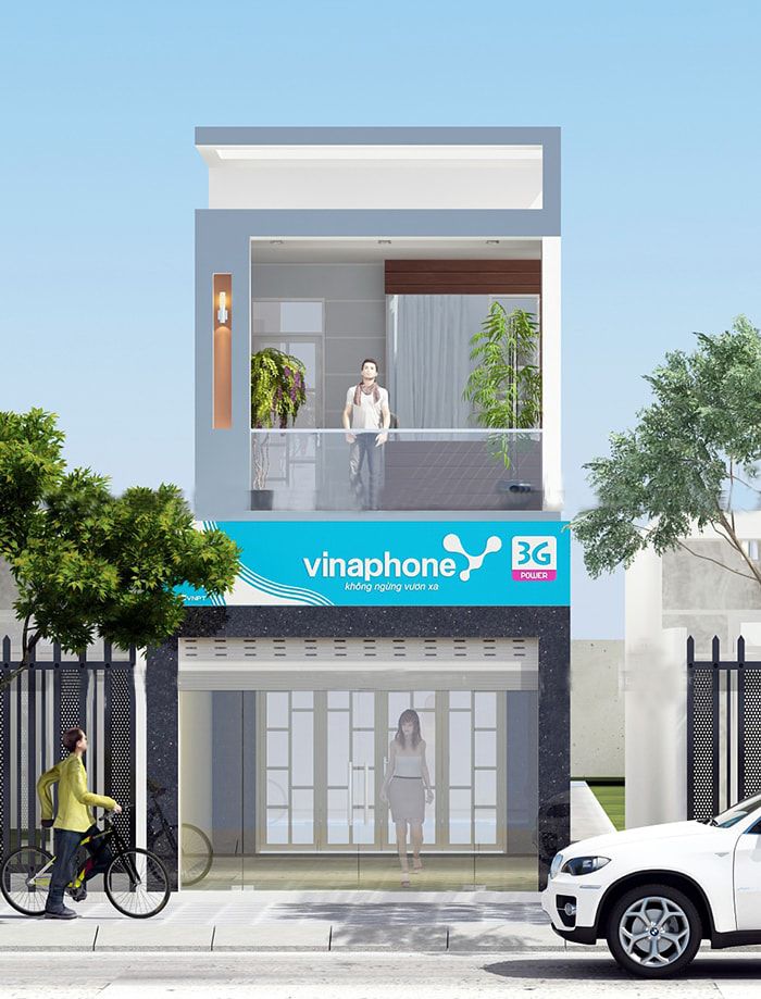 Mẫu nhà 2 tầng cho thuê làm điểm giao dịch viễn thông