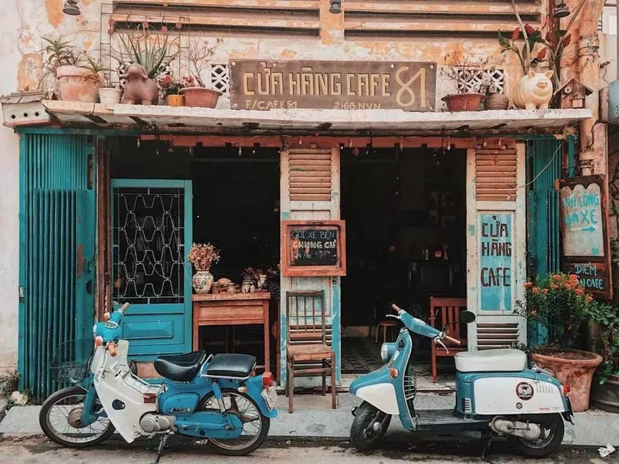 Quán cafe kiến trúc nhà Việt cổ phong cách vintage theo mô hình bán mang về