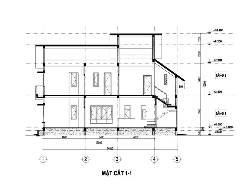 Chiều cao xây các tầng trong nhà phố là khoảng cách giữa mặt sàn dưới với sàn trên
