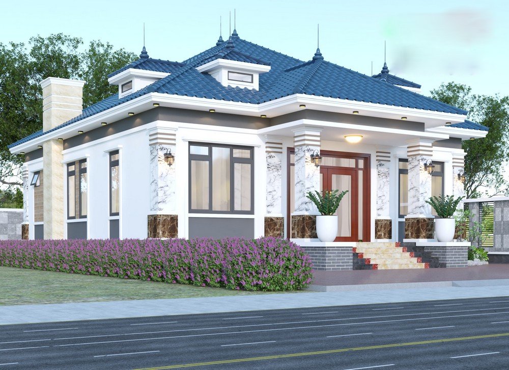 Tổng quan biệt thự 1 tầng mặt tiền 10m đẹp sang trọng