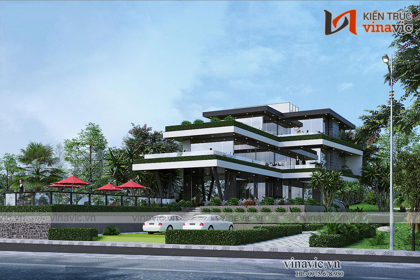 Biệt thự vườn hiện đại mặt tiền rộng 8m sâu 20m