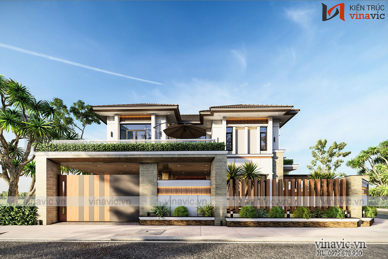 Mẫu nhà ngang 8m 2 tầng 2 mặt tiền thiết kế mang lại cảm giác trong trẻo, thoáng mát