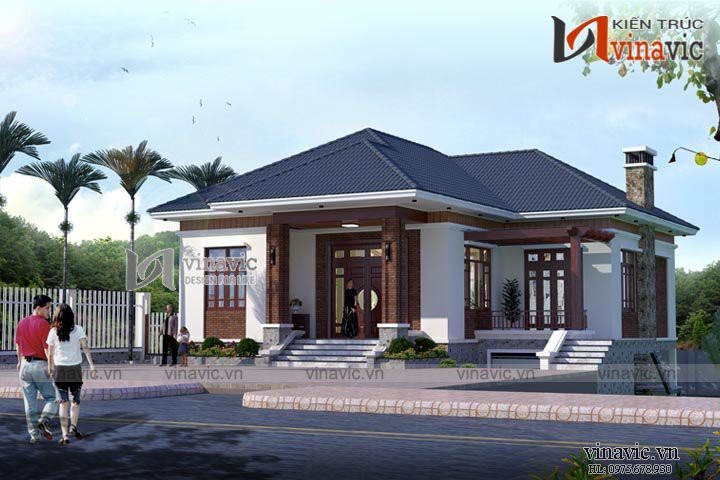 Nhà 1 tầng mái thái 4 phòng ngủ diện tích 160m2