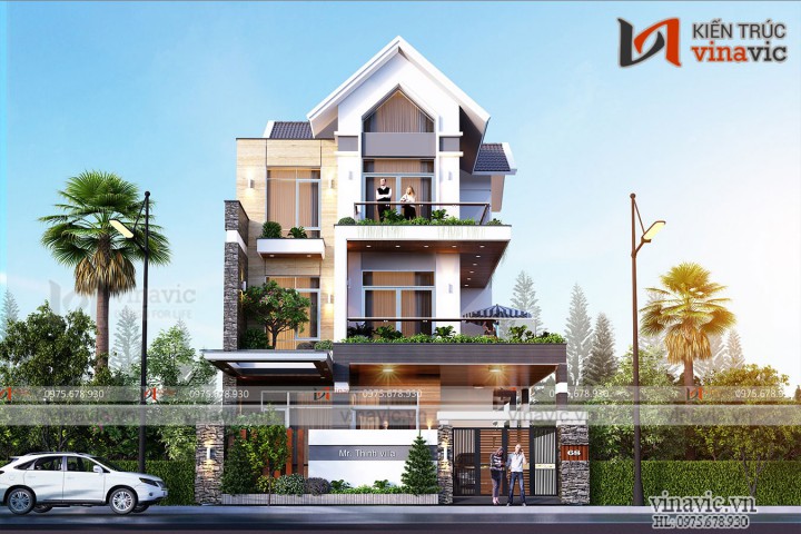Thiết kế biệt thự phố 3 tầng hiện đại