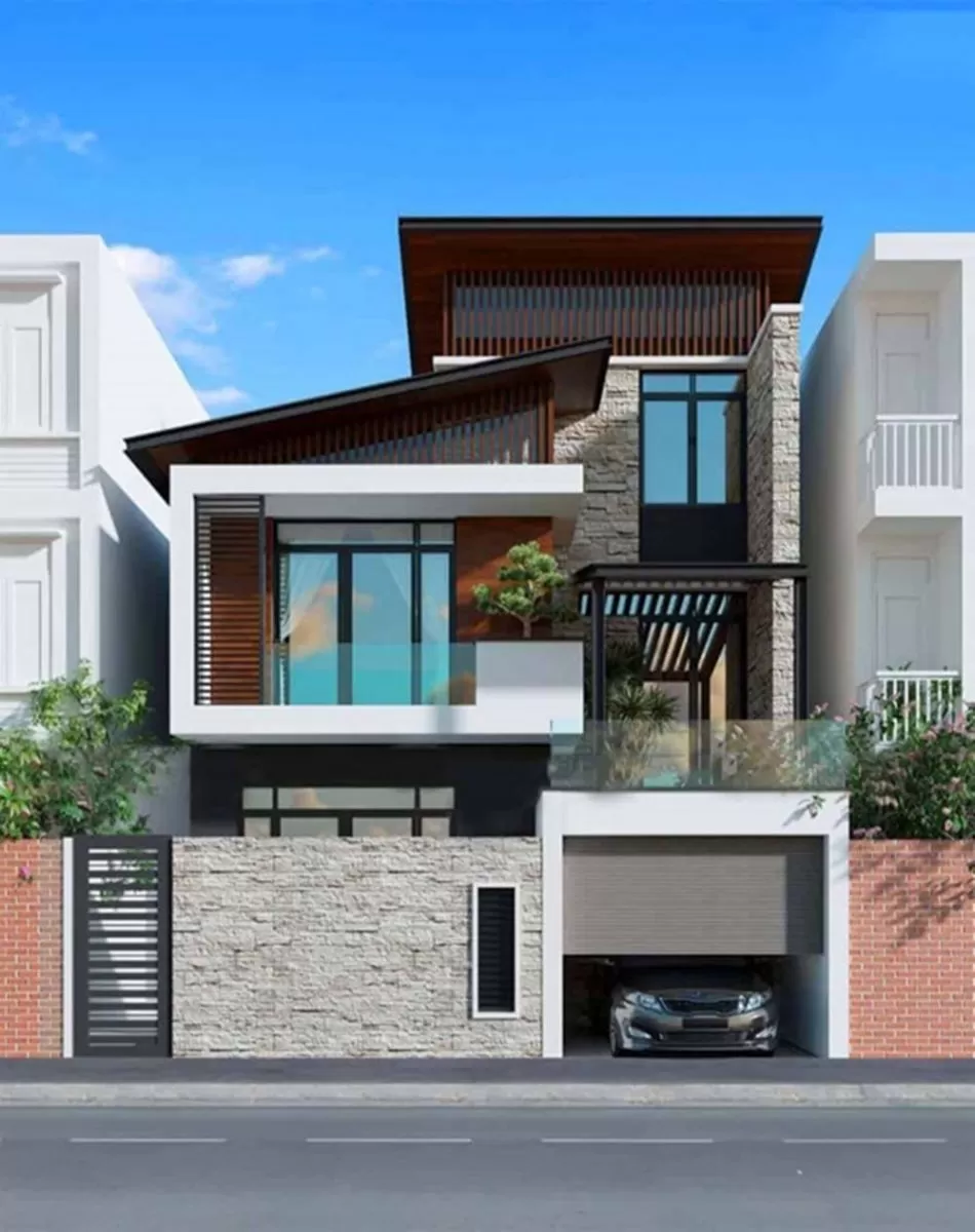 Mẫu thiết kế nhà 8x12m mái lệch