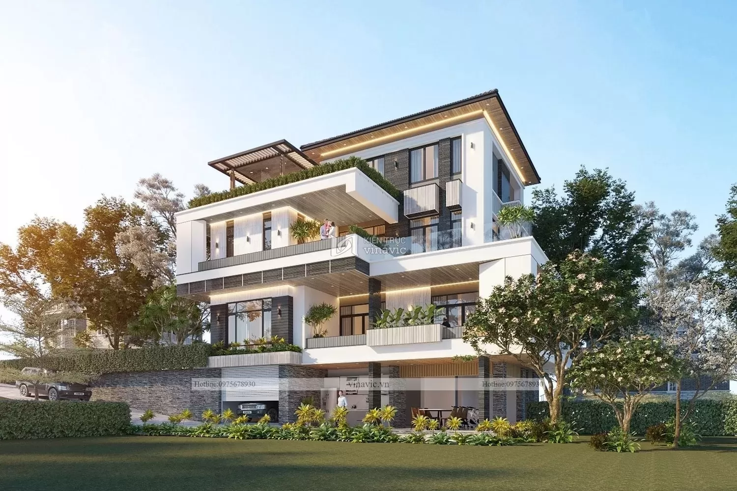 Thiết kế nhà vườn mái nhật 4 phòng ngủ 12x18m
