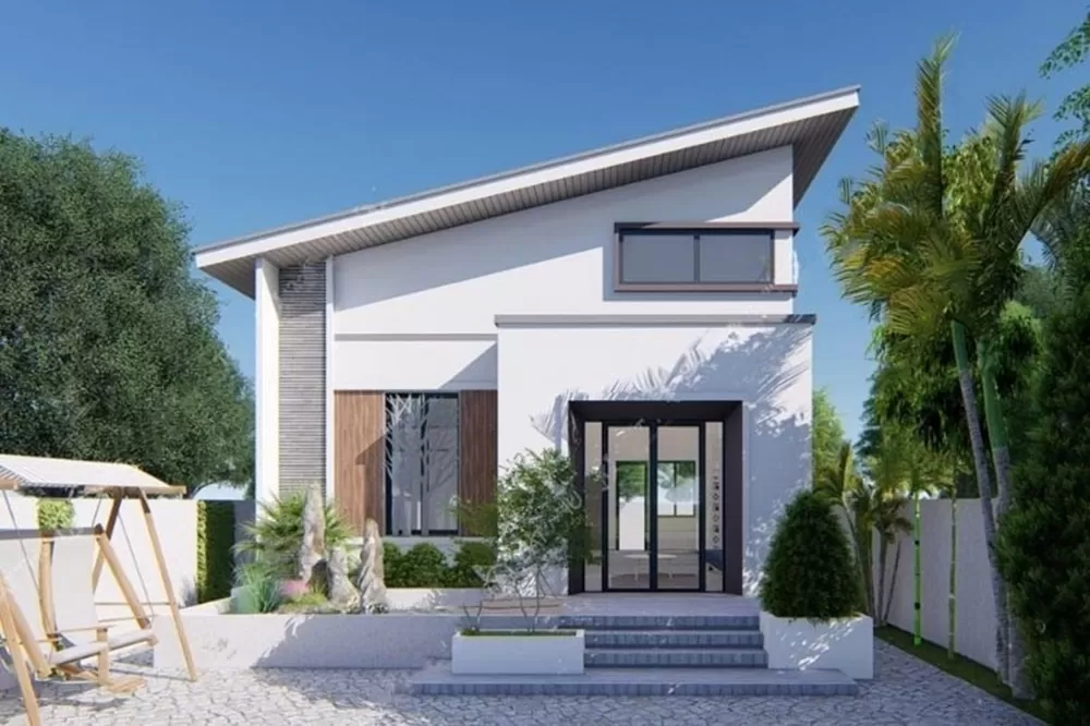 Nhà 1 tầng mái bằng mặt tiền 7m phong cách hiện đại Nhà 1 tầng mái bằng mặt tiền 7m phong cách hiện đại