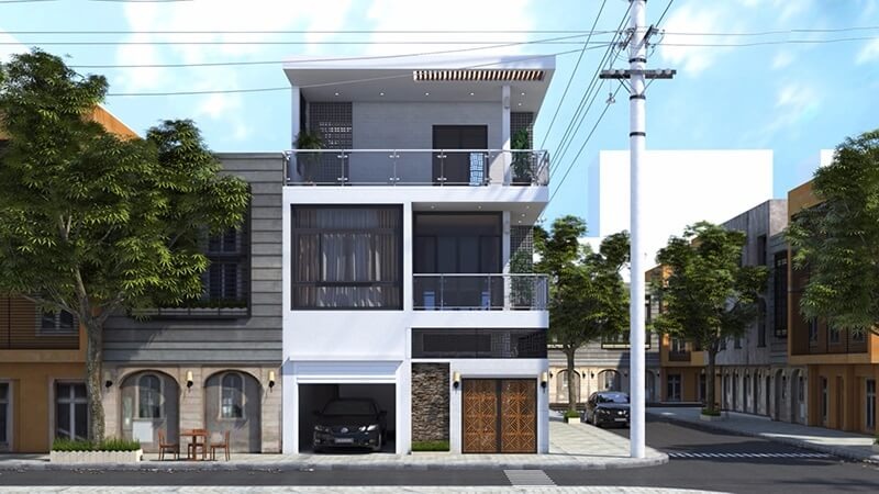 Mẫu nhà 2 góc mặt tiền rộng 8m ở TP HCM