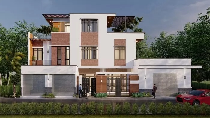 Mẫu nhà ngang 8m gây ấn tượng với kết cấu nhà ngang chia gian vách rộng thoáng